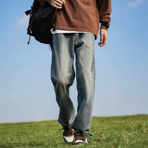 Летние ретро джинсы, штаны для отдыха, в американском стиле, свободный прямой крой