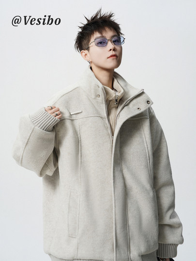 Abrigo de lana falso de dos piezas de marca de moda para hombres en invierno, abrigo de algodón para parejas de calle alta resistente, chaqueta americana holgada y bonita, abrigo de algodón