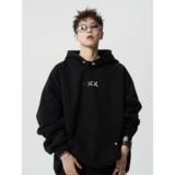 Дизайнерская демисезонная толстовка с капюшоном, куртка для влюбленных, тренд сезона, с вышивкой, в американском стиле, оверсайз