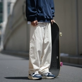Белые цветные летние японские штаны, свободный прямой крой
