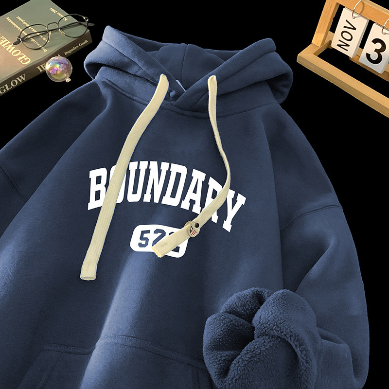 Heavy olivet sweatshirt male winter American retro plus suede thickened with cap jacket male and female identical casual blouses-Taobao