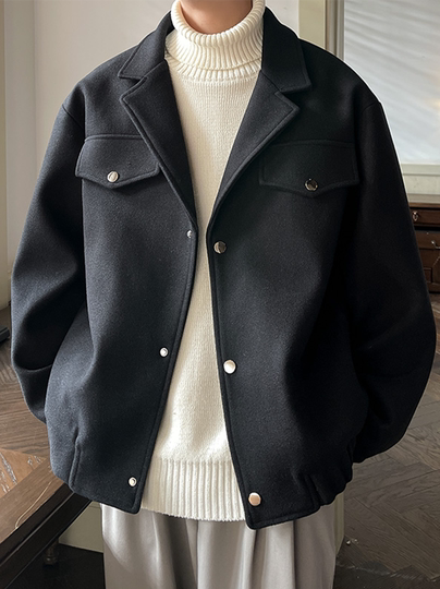 Wolljacke im britischen Stil für Herren, Winter, koreanischer Stil, kleines Duftdesign, kurze Windjacke, Yuppie-Pilot-Wolljacke