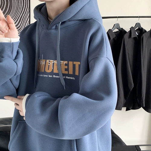 Демисезонная толстовка с капюшоном, комплект с буквами для отдыха, куртка, флисовый балахон, в американском стиле