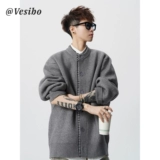 Трикотажный комплект, свитер, зимняя ретро рубашка, куртка для влюбленных, кардиган, в американском стиле