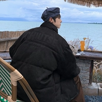 Черное хлопковое пальто