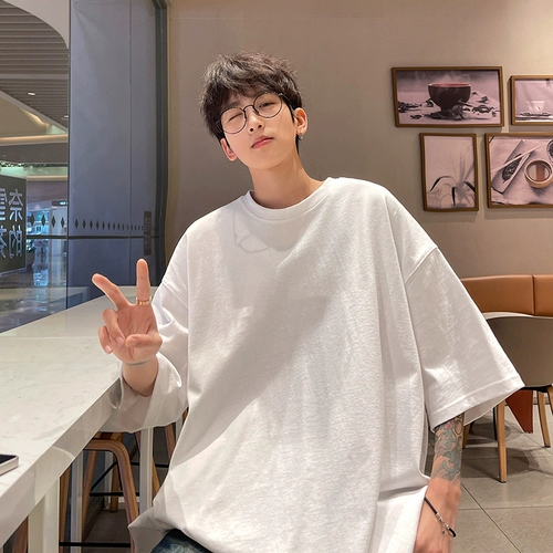 Белая хлопковая летняя брендовая футболка для отдыха, короткий рукав, в американском стиле, свободный крой