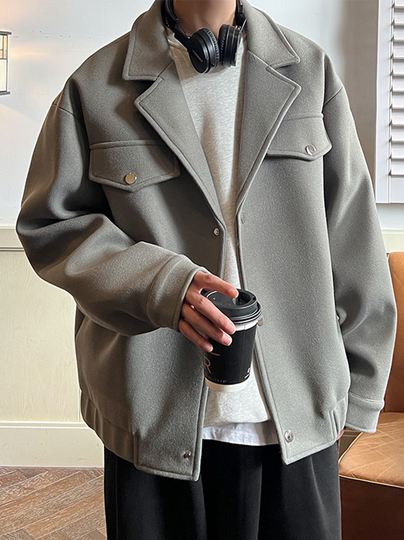 Wolljacke im britischen Stil für Herren, Winter, koreanischer Stil, kleines Duftdesign, kurze Windjacke, Yuppie-Pilot-Wolljacke