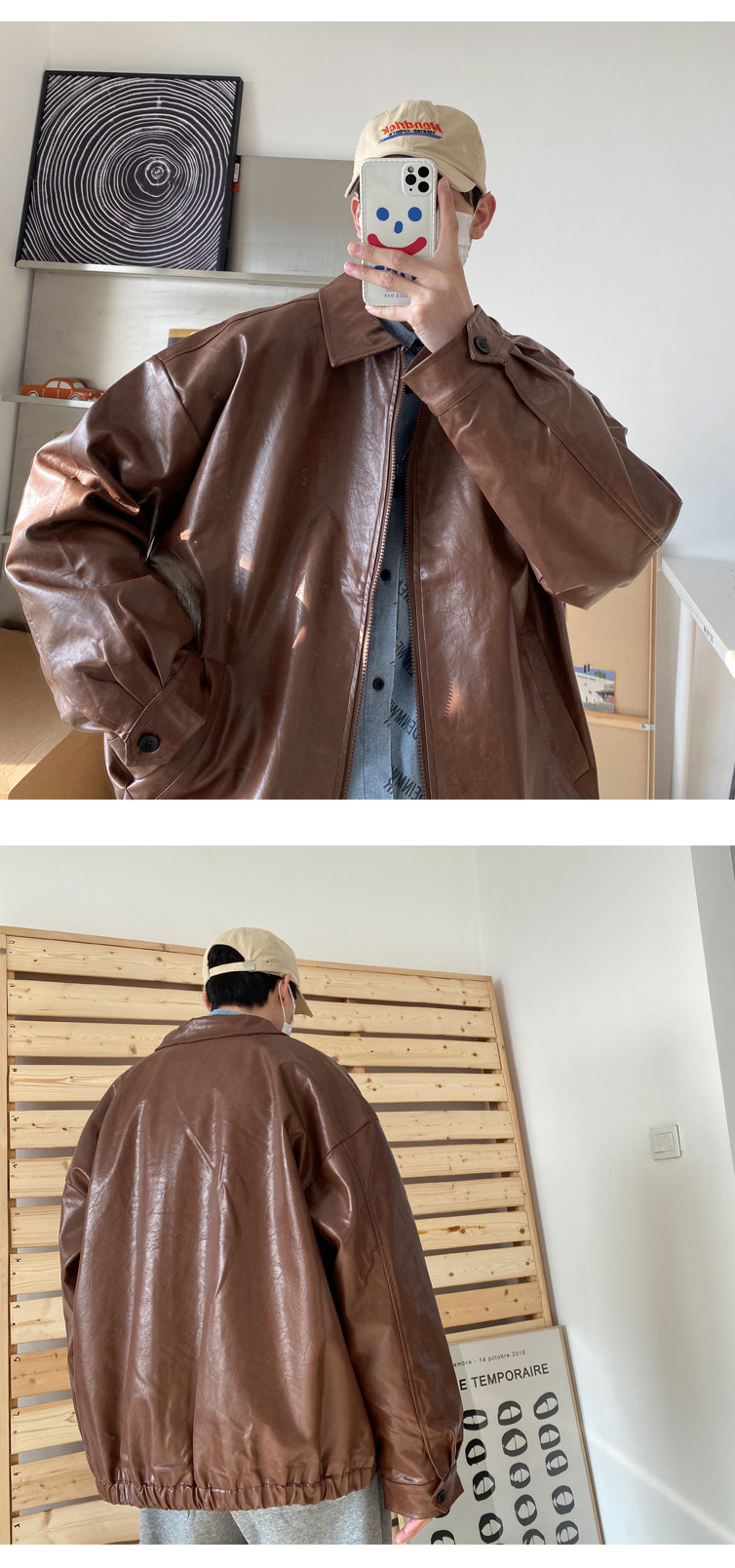pu皮夹克男港风潮流街头痞帅机车风外套春秋季宽松超火翻领上衣服-阿里巴巴