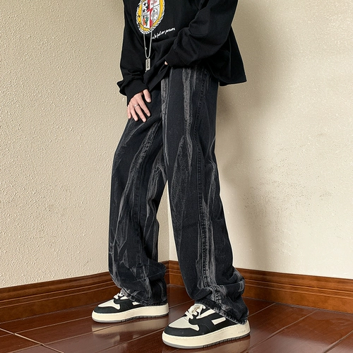 Летние дизайнерские джинсы, штаны, в американском стиле, тренд сезона, свободный прямой крой