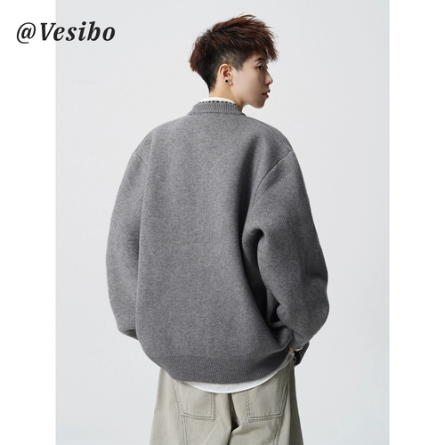 Трикотажный комплект, свитер, зимняя ретро рубашка, куртка для влюбленных, кардиган, в американском стиле