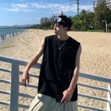 Летний цветной жилет, брендовая спортивная футболка, короткий рукав, оверсайз