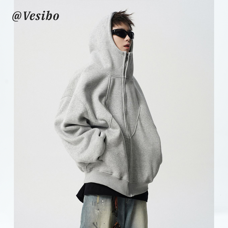 American-Style Heavyweight Deconstructed Hooded Jacket for Men, Spring Trendy Brand Design, Patchwork Sweatshirt, High Street Versatile Couple Hoodie