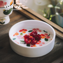 Yuyun flower good Moon round fruit plate household Japanese ceramic fruit tray simple creative candy dried fruit plate cute