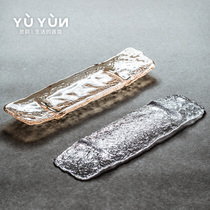 Yuyun glass plate Japanese sushi plate dinner plate fish plate tray rectangular household dessert plate flat plate creative