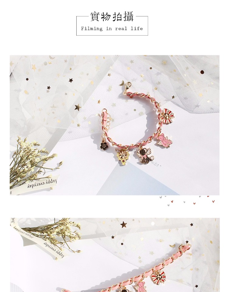 5532 Thanh Đảo Eraser Trang sức Kim loại mới được làm bằng dây da Chuỗi Star Stick Nhỏ Angel Seal Vòng đeo tay hoa xấu - Vòng đeo tay Clasp vòng tay tinh lâm