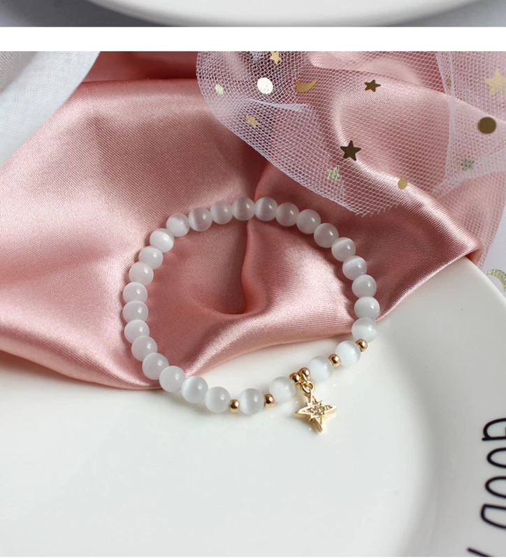 6233 Thanh Đảo Eraser Trang sức cá tính Lady Độc quyền của bạn Opal khắc Star Moon Bracelet Nữ - Vòng đeo tay Clasp