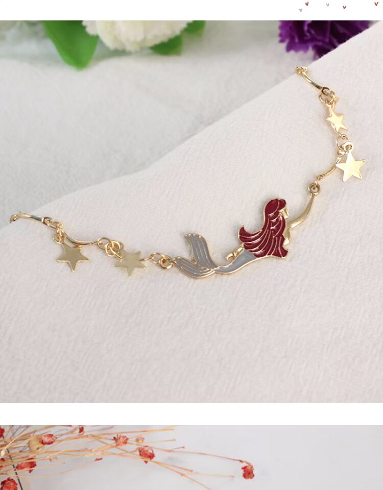 6421 Thanh Đảo Eraser Trang sức Nàng tiên cá xinh đẹp Bingbing Pentagram Vòng đeo tay tinh tế Nữ - Vòng đeo tay Clasp vòng trầm