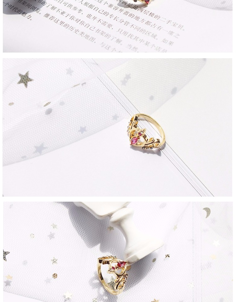 6316 Thanh Đảo Eraser Trang sức Beauty Girl Series Girl rhinestone Crown Jewels Hollow Love Ring nhẫn titan