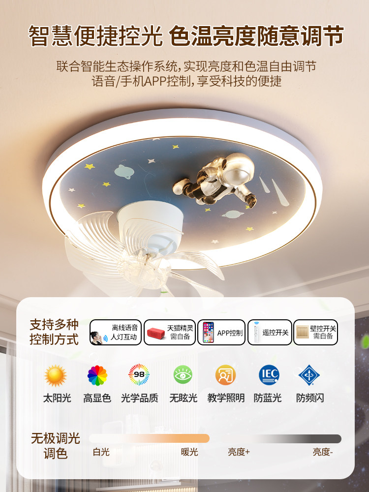 Children's Room Fan Light 2026 New Creative Full-Spectrum Eye Protection Cartoon Bedroom Main Light Room Fan Ceiling Light