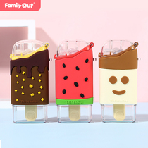 High-value cute childrens straw ice cream water cup Ice cream primary school students fall-proof kettle for school special summer
