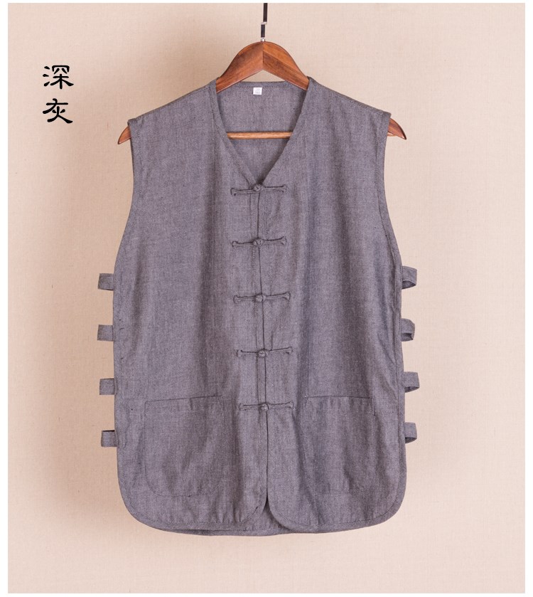 Áo vest nam cotton thô vải Tang phù hợp với áo vest không tay trung niên áo lót kiểu Trung Quốc ngựa 褂 áo vest nam vai - Áo vest cotton áo khoác mùa hè nam