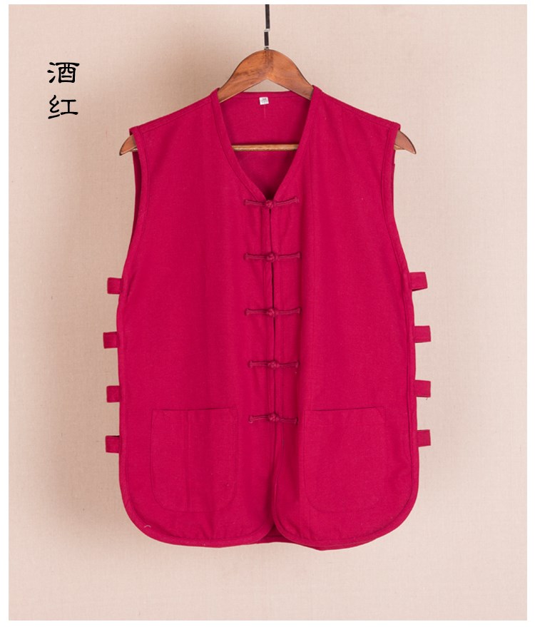 Áo vest nam cotton thô vải Tang phù hợp với áo vest không tay trung niên áo lót kiểu Trung Quốc ngựa 褂 áo vest nam vai - Áo vest cotton áo khoác mùa hè nam