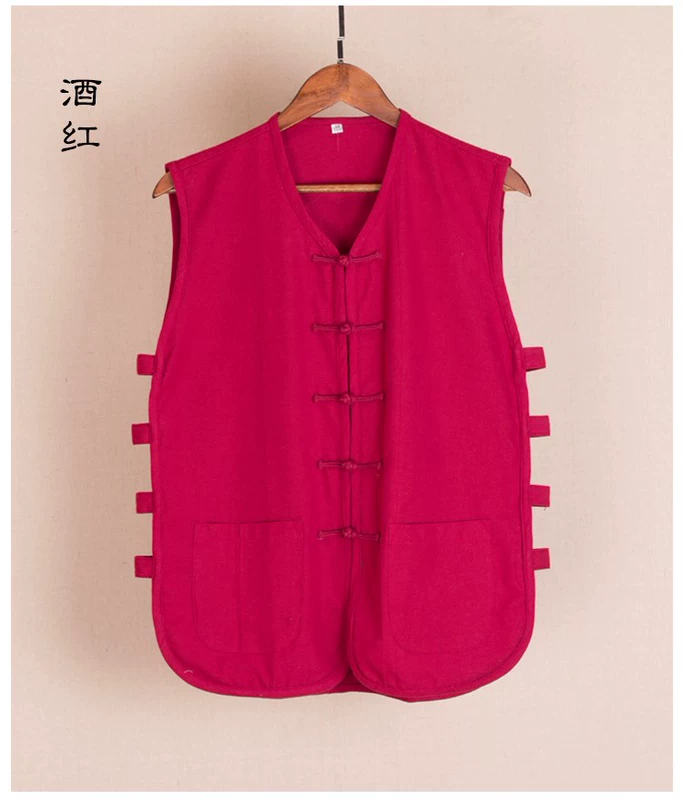 Áo vest nam cotton thô vải Tang phù hợp với áo vest không tay trung niên áo lót kiểu Trung Quốc ngựa 褂 áo vest nam vai - Áo vest cotton áo ba lô nam