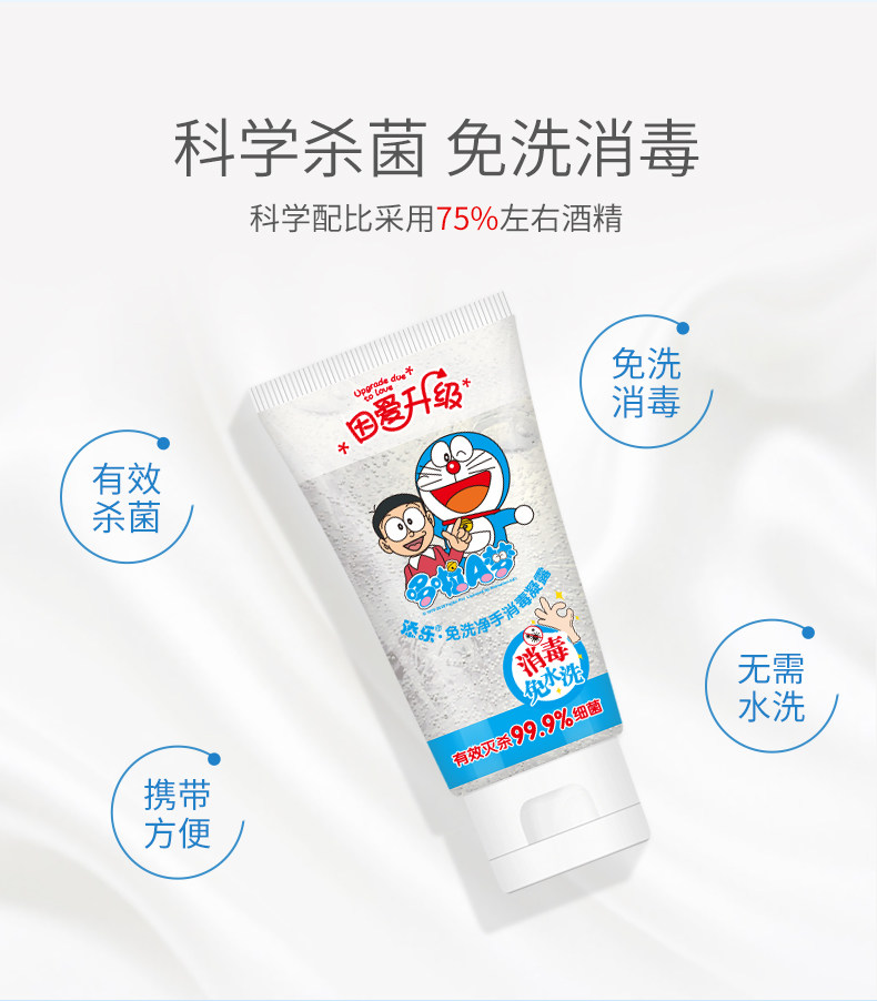 消字号  哆啦A梦 宝宝便携式75%酒精消毒凝胶  60ml 图3
