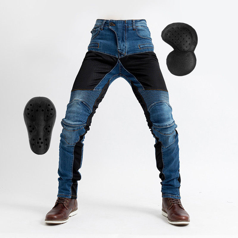 Spring and summer style motorcycle riding pants anti-fall machine car jeans with protective gear for men's delivery with breathable mesh 