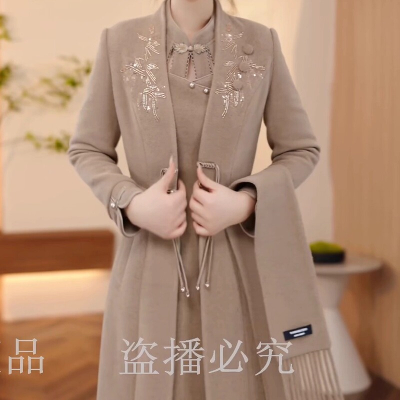 High-End Imperial Concubine Velvet Thickened Windbreaker Two-Piece Set for Women 2025 Autumn and Winter New Fashion Stylish Dress Suit