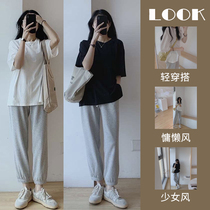 Summer Big Code Womens Dress 2022 Light Cooked Fat Mm Display Slim Superior Sense Salt Ensemble Wearing a short sleeve blouse and two suit spring