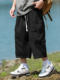 Plus-Size Men's Cargo Pants, Summer Thin Mid-Length Pants, Loose Fit, Extra Large, Suitable for Wearing Outside, Casual Breeches for Big and Tall Men