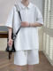 Waffle Casual Suit for Men, Summer Polo Shirt, Short-Sleeved, Plus Size, a Set of Trendy Brand Sportswear for Fat Men