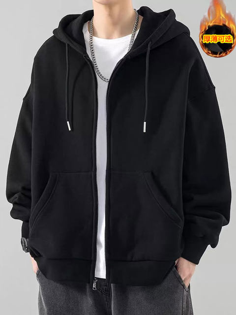 Oversized Cardigan Sweatshirt for Men, Autumn and Winter Trendy Brand Heavyweight Hooded Fleece Jacket, Plus Size for Big and Tall Men, Autumn Clothing