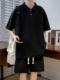 Waffle Casual Suit for Men, Summer Polo Shirt, Short-Sleeved, Plus Size, a Set of Trendy Brand Sportswear for Fat Men
