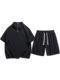 Waffle Casual Suit for Men, Summer Polo Shirt, Short-Sleeved, Plus Size, a Set of Trendy Brand Sportswear for Fat Men