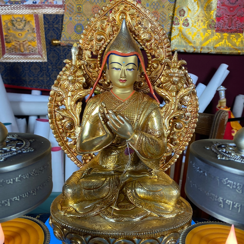 Three Nepalese statues of Buddha in Zong Kaba