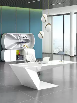 Bosdesk desk simple modern president desk manager supervisor table and chair combination big class personality white paint paint