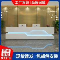 Front desk Reception desk Simple modern white paint table Custom welcome desk Hotel lobby Company cashier bar
