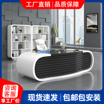 Office desk Boss desk Simple modern manager president class desk fashion atmosphere solid wood office table and chair combination
