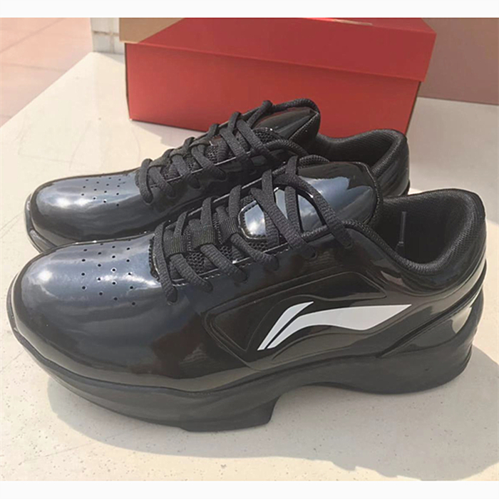 Li sponsored version of the same basketball referee shoes male all black patent leather glossy basketball referee special