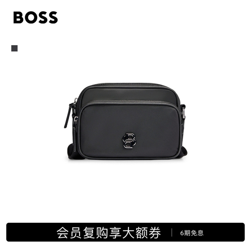 [Gift] Boss Men's Letter Interwoven Pattern Metal Decorative Shoulder Bag