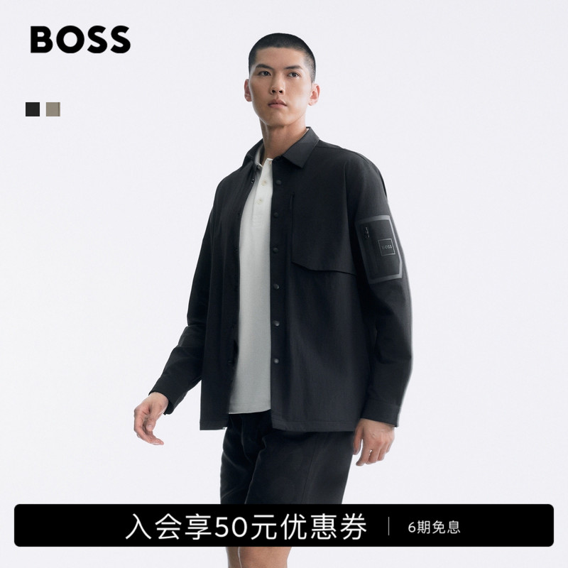 Boss Men's 26 Summer New Snap Button Closure Commuting Casual Daily Loose Fit Jacket Shirt