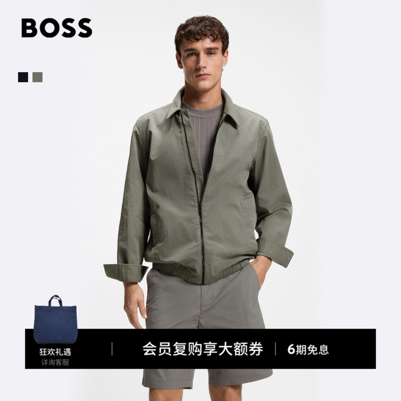 [Executive Jacket Zipper] Boss Men's 26 Cotton Blend Commuter Loose Jacket Shirt