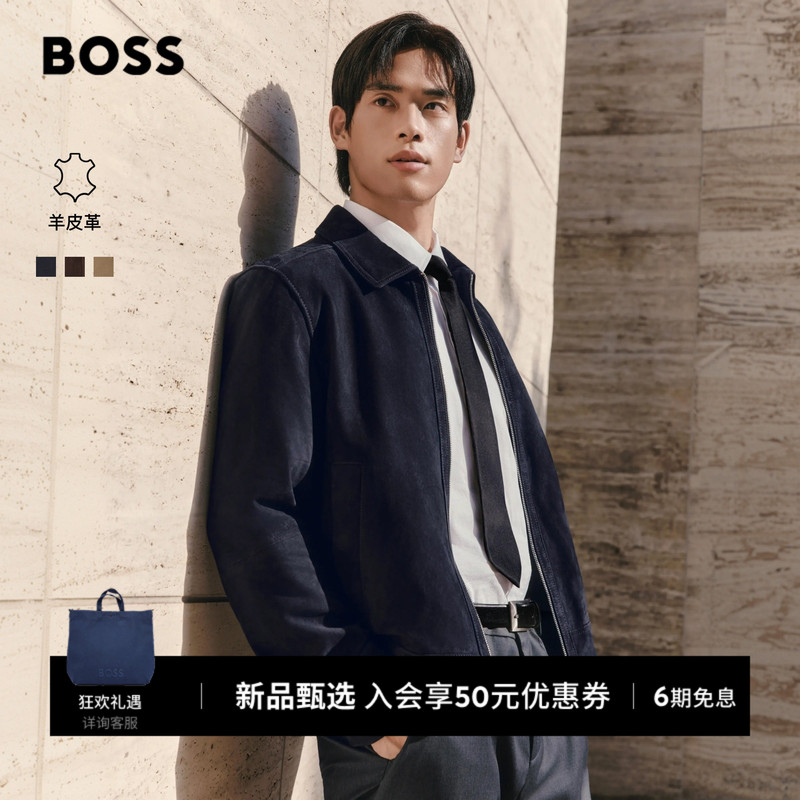 [First Layer Sheep Leather] Boss Men's 26 Winter New Style Shirt-Style Business Genuine Leather Jacket