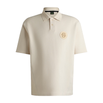 (Same as Wang Shun) BOSS Mens 24 Fall Double Letter Badge Stretch Jersey Short-Sleeved Polo Shirt