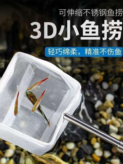 Stainless Steel Retractable Fish Net for Aquariums, Small Size 3D Fishing Net, Dense Mesh Net for Viewing Fish