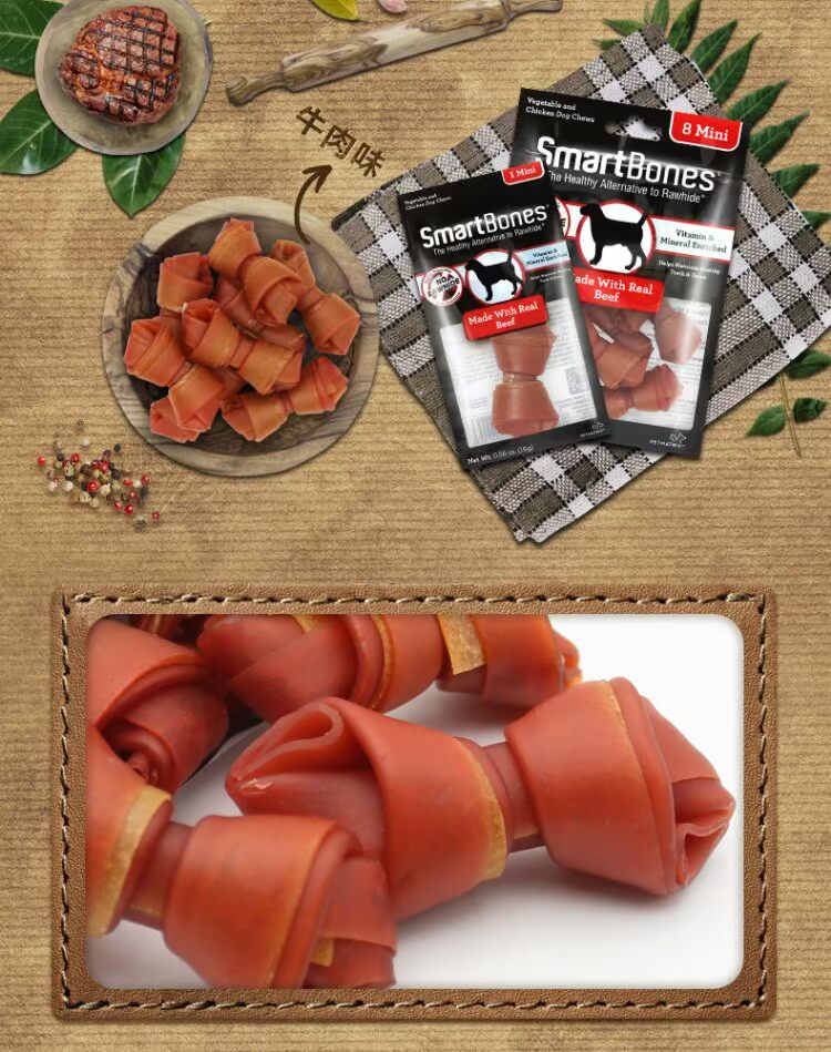 American SmartBones Mini Molar Clean Răng 8 Pack Dog Nhai Pet Dog Snacks - Đồ ăn vặt cho chó pate chó