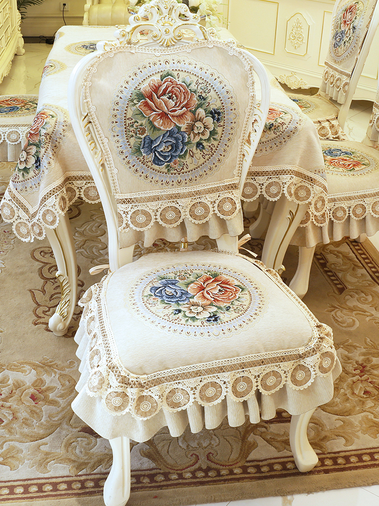 European dining chair cushion cushion set Luxury dining table cushion Household breathable non-slip high-grade dining table cloth Cloth art chair cover