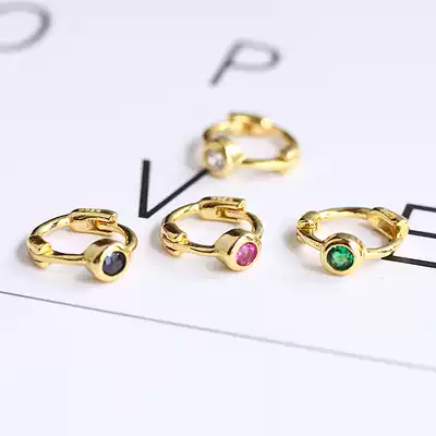 Mini color diamond ear ring earrings female cartilage Joker Korean female new Kong Xiaozen ear buckle ear needle small ear bone